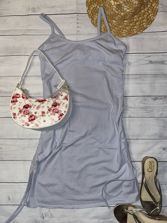 Adore Me Dresses & Skirts - Adjustable Side-Ruched Spaghetti Strap Dress in Light blue